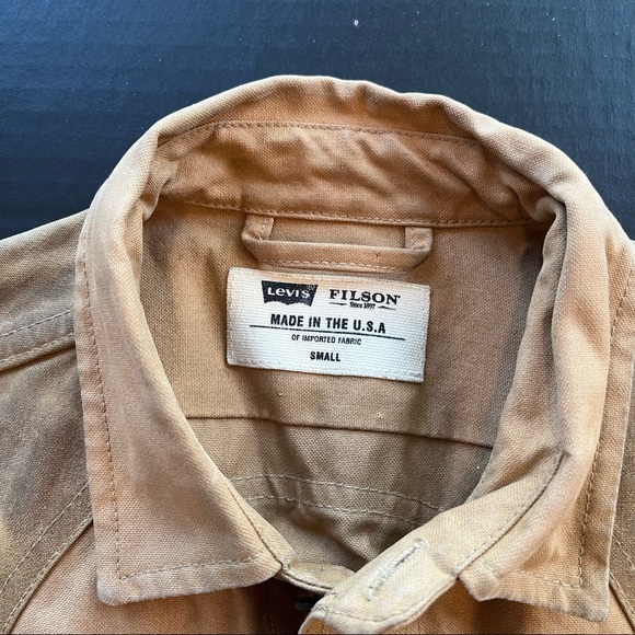 Filson-Levis Western Sawtooth TAN Shirt/Jacket S Oil Cloth Yoke Trucker Shacket - Picture 3 of 7